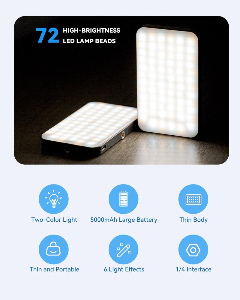 DUIDESHI 5000 mAh Portable Selfie Light for iPhone: Rechargeable Phone Fill Lights, Ring Light for Camera Picture, Makeup Photo, Video Conferences, Laptop Use, Zoom Meetings, TikTok, Vlog Photography - Image 4